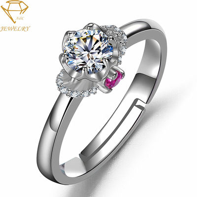 Chapeamento de prata personalizado ajustável de Diamond Ring Rose 18K
