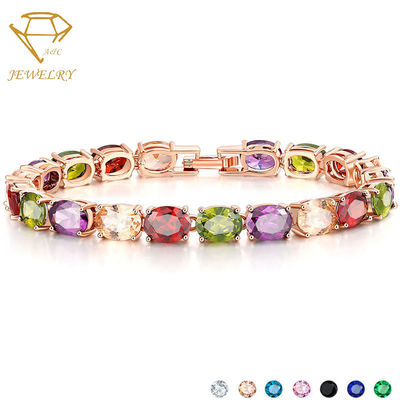 Os braceletes de Crystal Diamond Women oval 6,7 polegadas de zirconita do AAA