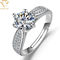 Zirconita Diamond Engagement Rings Shiny Polish de prata